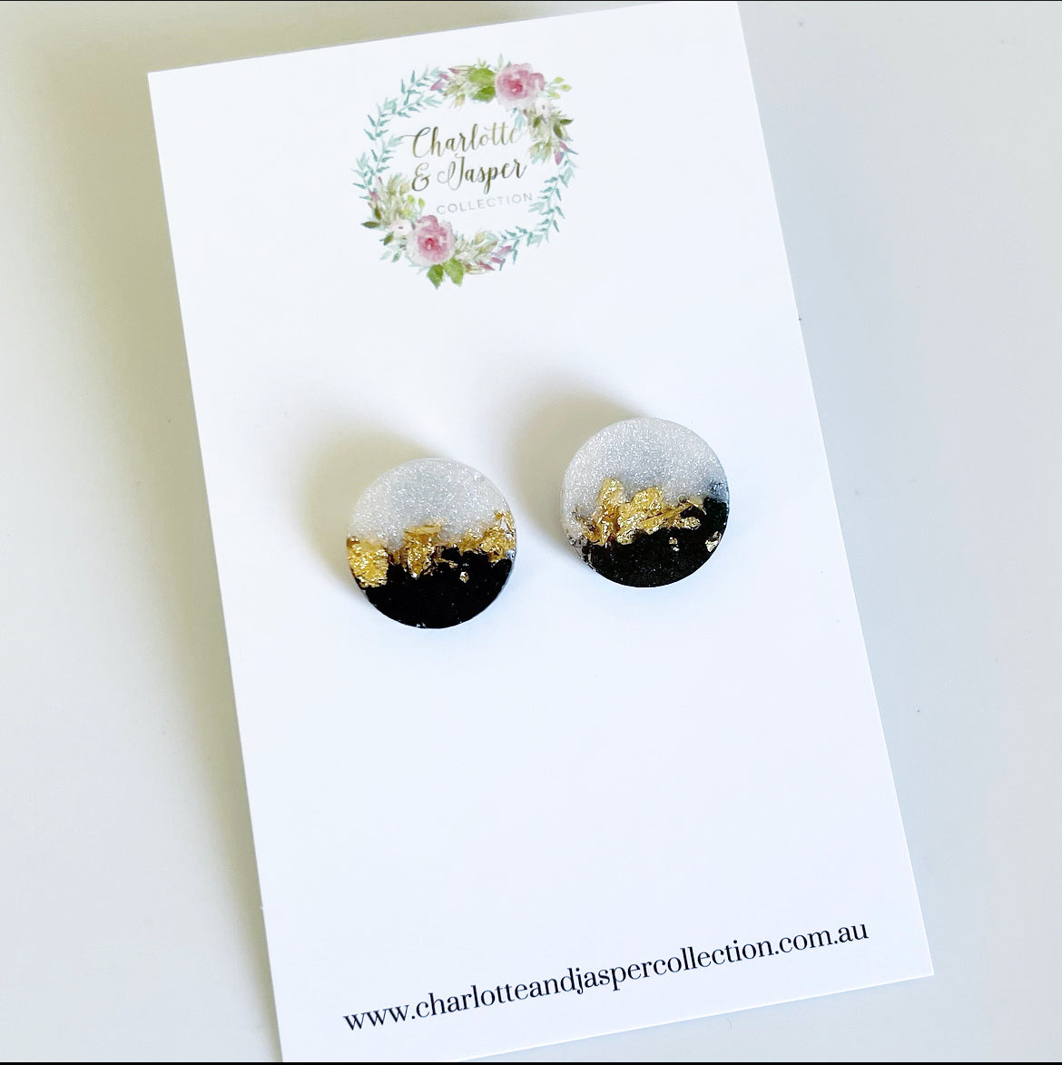 Black resin deals earrings