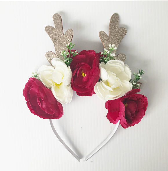 Reindeer red and white headband