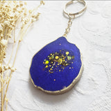 Handmade resin agate keyring purple