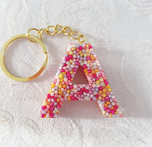 Letter A sprinkle key ring