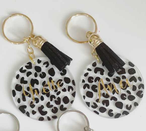 Personalised leopard key ring