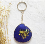 Handmade resin agate keyring purple