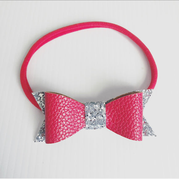 Red faux leather glitter headband